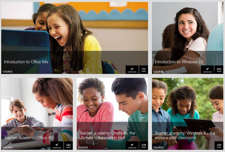 Screenshot of MS Educator courses